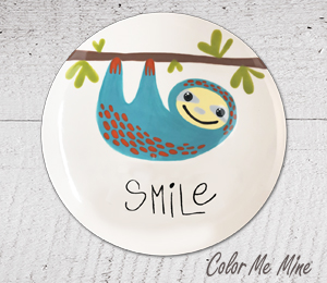 Houston Color Me Mine Sloth Smile Plate