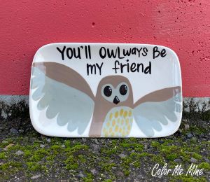 Houston Color Me Mine Owl Plate
