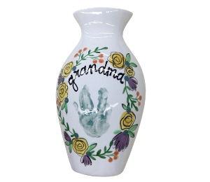 Houston Color Me Mine Floral Handprint Vase