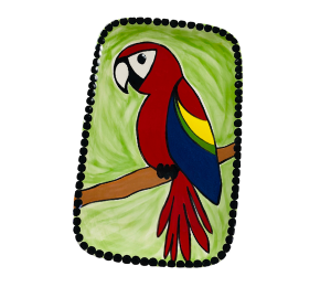 Houston Color Me Mine Scarlet Macaw Plate
