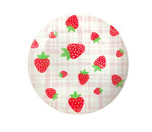 Houston Color Me Mine Strawberry Plaid Plate